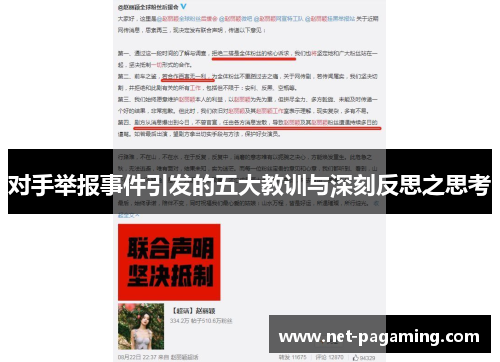对手举报事件引发的五大教训与深刻反思之思考