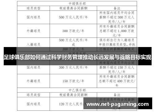 足球俱乐部如何通过科学财务管理推动长远发展与战略目标实现