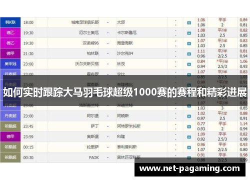 如何实时跟踪大马羽毛球超级1000赛的赛程和精彩进展 如何实时跟踪大马羽毛球超级1000赛的赛程和精彩进展